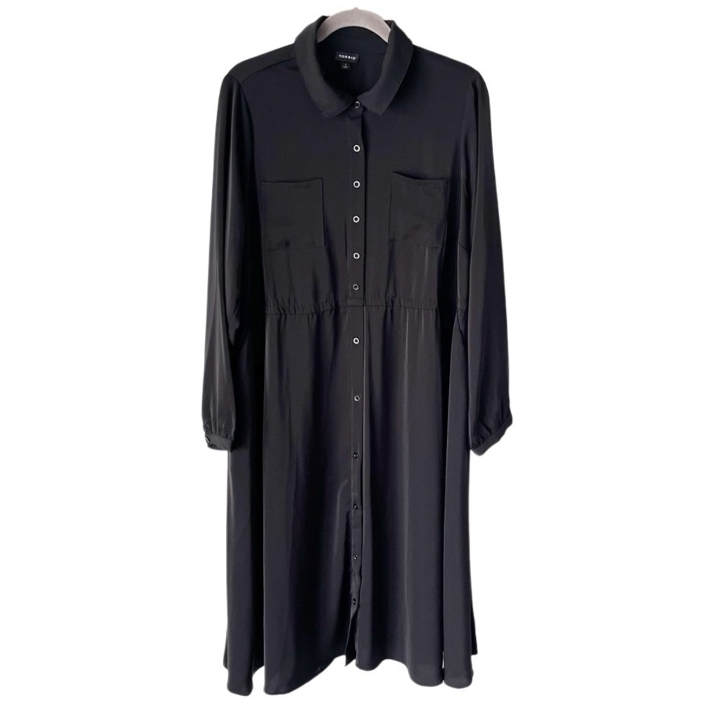 torrid Black Long Sleeve Button-Front Shirt Dress